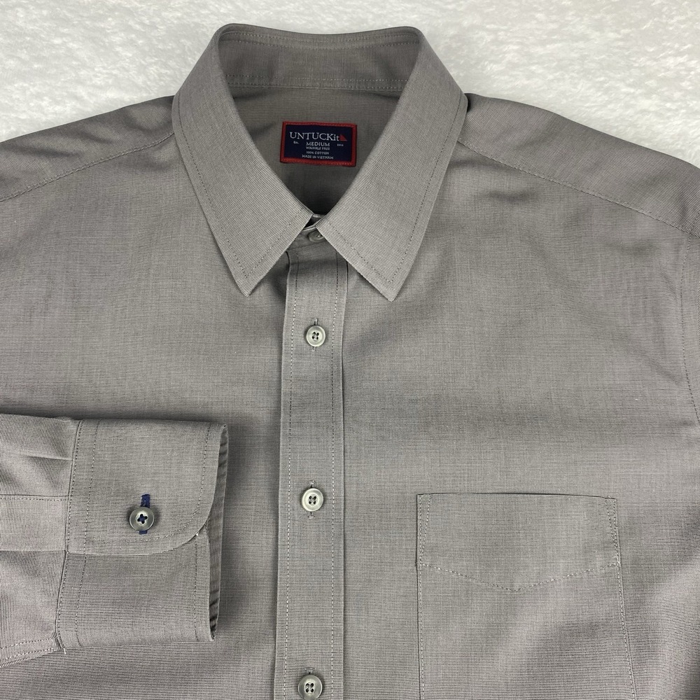 UNTUCKit Shirt Mens Medium Taupe Regular Fit Wrinkle Free